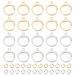 UNICRAFTALE 80Pcs 2 Colors Leverback Earring Hooks 304 Stainless Steel French Earring Hooks 14.5mm Round Lever Back Earring French Hook Ear Wire with 100Pcs Open Jump Rings for Earring Making