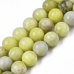 Honeyhandy Natural Yellow Mustard Jasper Beads Strands, Round, 8~8.5mm, Hole: 1mm, about 47pcs/strand, 15.5 inch