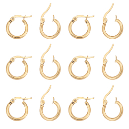 Unicraftale 304 Stainless Steel Huggie Hoop Earrings, Hypoallergenic Earrings, Ring, Golden, 12 Gauge, 14x2mm, Pin: 1x0.7mm, 20pair/box