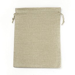 BENECREAT Burlap Packing Pouches Drawstring Bags, Dark Khaki, 23x17cm