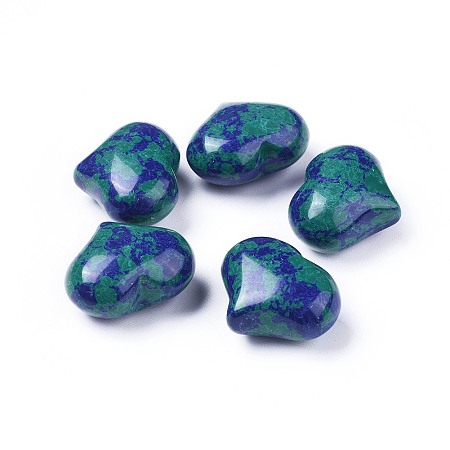 Arricraft Natural Chrysocolla and Lapis Lazuli Beads, Dyed, No Hole/Undrilled, Heart, 20x25x11~13mm