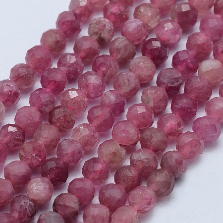 ARRICRAFT Natural Tourmaline Beads Strands, Faceted, Round, 4mm, Hole: 0.5mm, about 109~100pcs/strand, 15.7 inches(40cm)