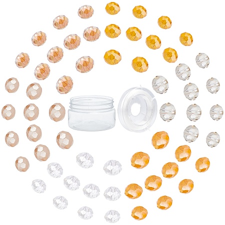 SUNNYCLUE Electroplate Glass Bead Strands, Faceted, Rondelle, Orange, 6x4mm, Hole: 1mm; 600pcs/box