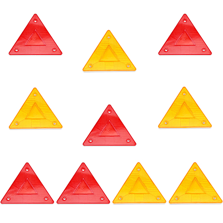 CHGCRAFT 10Pcs 2Colors Triangle Plastic Reflector Vehicle Warning Sign Slow Moving Vehicle Sign Safety Warning Sign for Outdoor Truck, 5.9x5.2x0.26inch