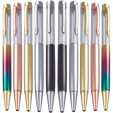 GORGECRAFT 10Pcs Empty Tube Pens Floating DIY Pens Creative Empty Pen Gold Cap for DIY Glitter Epoxy Resin Crystal Pen, 5 Colors