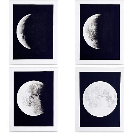 SUPERFINDINGS About 4pcs Black Eclipse of The Moon Wall Art Painting Canvas Hd Prints Frameless Computer Inkjet Wall Oil Painting for Home Office Living Room Wall Decor Bedroom Wall Decor