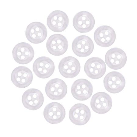 NBEADS 1000 Pcs 4-Hole Plastic Buttons, Flat Round, White, 11x2mm, Hole: 1.5mm