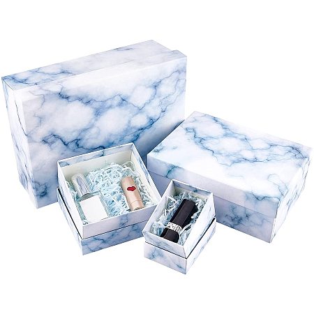 PandaHall Elite 4pcs Nesting Gift Boxes Set 4 Sizes Cardboard Gift Case Large Marble Gift Box for Valentine's Day Anniversary Wedding Christmas Favor Gift Package Jewelry Accessory Shoes