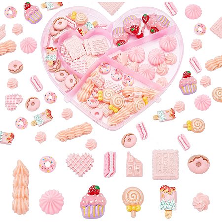 PandaHall Elite 84pcs Pink Slime Charms, 12 Styles Sweet Resin Cabochons Flatback Charms Kawaii Imitation Food Charms Cute Cookie Cake Lollipop Tiles for Hair Phonecase Scrapbook Craft Jewelry Making