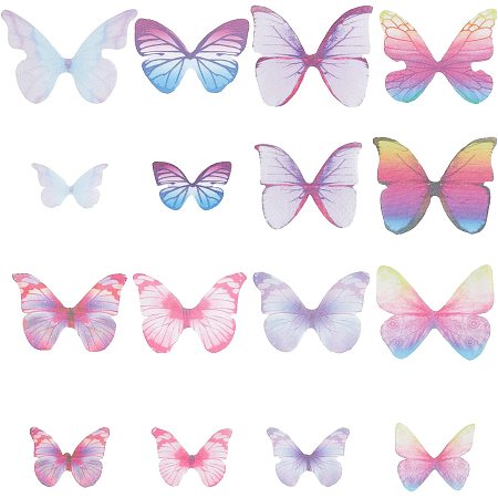 SUNNYCLUE 1 Box 160Pcs 16 Styles Fabric Butterfly Wing Charms Purple Butterfly Organza Dragonfly Wing 3D Polyester Butterflies Wings for Jewelry Making Charms Wedding Ornament Appliques DIY Crafting