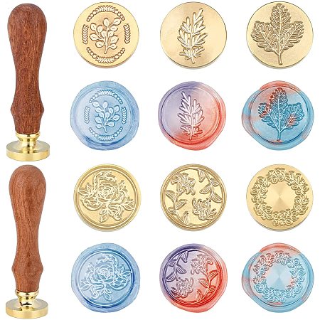 SUPERDANT Wax Seal Stamp Kit 6 Pieces Flower Branches Series Sealing Wax  Stamp Heads with 2 Wooden Handle Vintage Seal Wax Stamp Kit for Cards  Envelopes Invitations 
