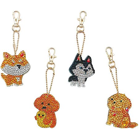 SUNNYCLUE Diamond Painting Keyrings Dogs 5D Special Diamond Painting Keychain Kits Bag Backpack Keyring Mosaic Making for Kids Adult Beginner