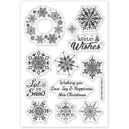 GLOBLELAND Snowflakes Silicone Clear Stamps Winter Themed Transparent Stamps for Cards Making DIY Scrapbooking Photo Album Decoration Paper Craft,6.3x4.3 Inches