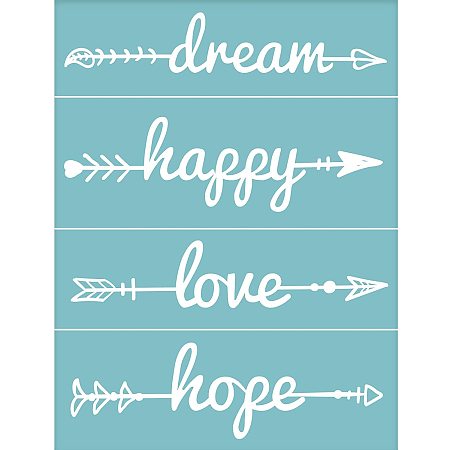 OLYCRAFT Self-Adhesive Silk Screen Printing Stencil Words Reusable Pattern Stencils for Painting on Wood Fabric T-Shirt Wall and Home Decorations - Dream & Happy & Love & Hope