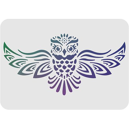 FINGERINSPIRE Owl Stencils Wall Decoration Template 11.6x8.3 inch Plastic Large Owl Drawing Painting Stencils Rectangle Reusable Stencils for Painting on Wood Walls Fabric Airbrush