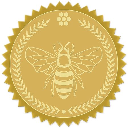 CRASPIRE Gold Foil Certificate Seals Bee Self Adhesive Embossed Stickers 100pcs for Invitations Certification Graduation Notary Seals Corporate Seals Personalized Monogram Emboss