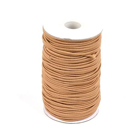 NBEADS About 70m/roll, Round Elastic Cord Beading Crafting Stretch String, with Fibre Outside and Rubber Inside, Saddle Brown, 2mm;