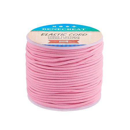 BENECREAT 2mm 55 Yards Elastic Cord Beading Stretch Thread Fabric Crafting Cord for Jewelry Craft Making (Pink)