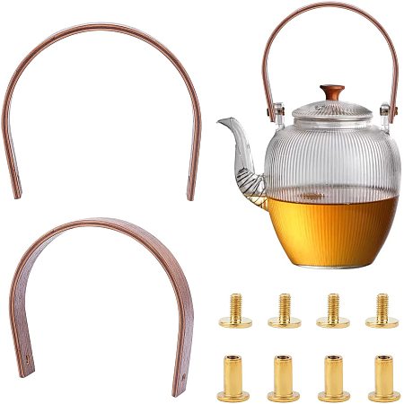 PandaHall Elite 2pcs Wood Teapot Handle, Glass Teapot Handle Replacement Dobin Handle Fixed Pot Handles Dobin Handle for Chinese Teapot Pottery Teapots, 4.41 inch