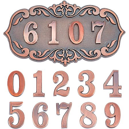 NBEADS Plastic Address Sign Set, House Address Plaques Mailbox Number Plaque 0-9 European-Style Retro Doorplate Address Signs Decorative Wall Plaque for House Home Hotel Office Garden (Retro Style)