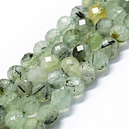 Honeyhandy Natural Prehnite Beads Strands, Faceted(64 Facets), Round, 6mm, Hole: 0.8mm, about 62~67pcs/strand, 15.16~15.55 inch(38.5~39.5cm)