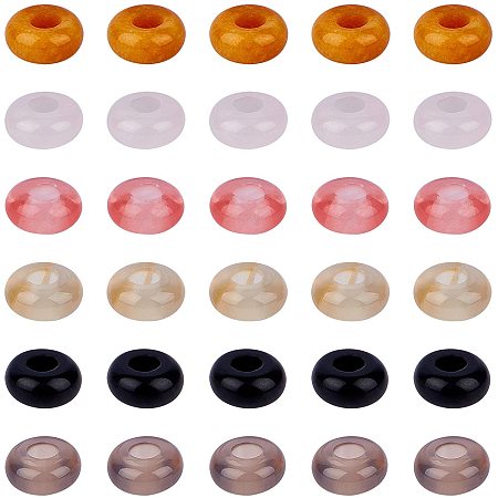 NBEADS 30 Pcs Mixed Natural Gemstone European Beads,6 Colors 4mm Large Hole Beads Bracelet Spacer Beads Charms for Jewelry Makings