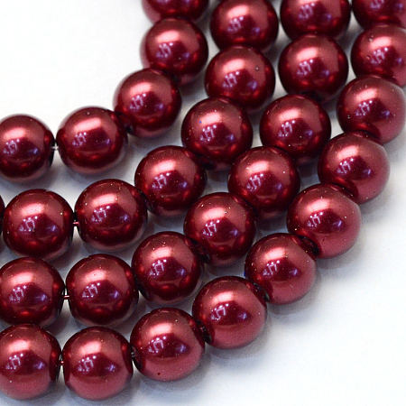 Baking Painted Pearlized Glass Pearl Round Bead Strands, Brown, 10~11mm, Hole: 1.5mm; about 85pcs/strand, 31.4 inches1.5mm