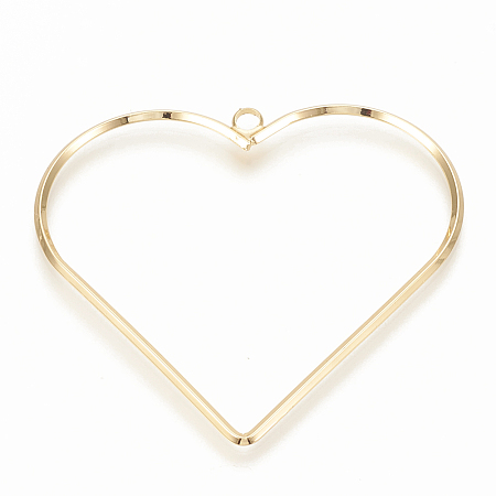 Honeyhandy Brass Pendants, Heart, Nickel Free, Real 18K Gold Plated, 49x52.5x1.5mm, Hole: 2.5mm