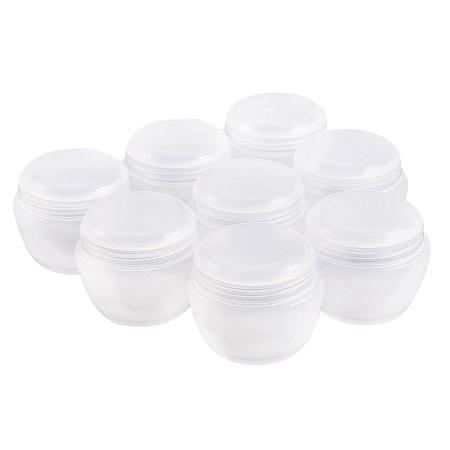 BENECREAT 8 Pack 50G/50ML White Frosted Container Jars with Inner Liner for Makeup, Creams, Cosmetic Beauty Product Samples