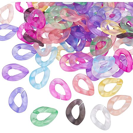 PandaHall Elite 200 pcs Acrylic Linking Rings, 10 Colors Quick Link Connectors for Earring Necklace Jewelry EyeglassChain DIY Craft Making
