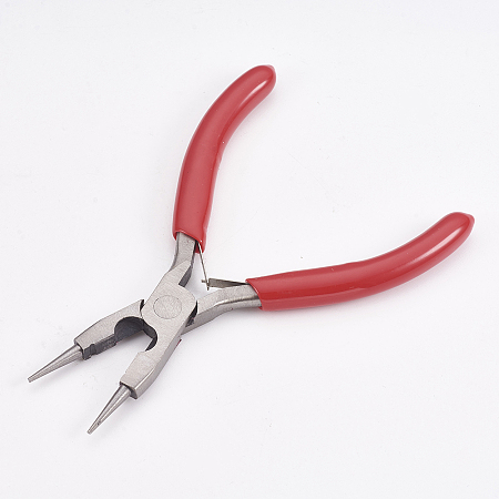 ARRICRAFT 45# Carbon Steel Round Nose Pliers, Wire Cutter, Hand Tools, Polishing, Red, 12.4x8.2x0.9cm