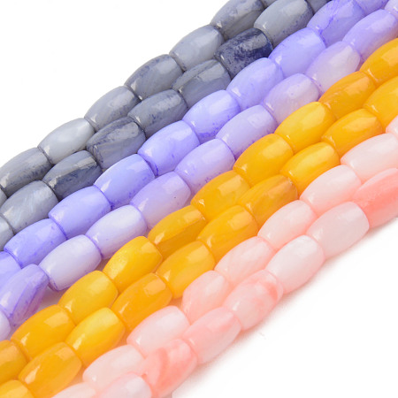 ARRICRAFT Natural Freshwater Shell Beads Strand, Dyed, Barrel, Mixed Color, 1/4x1/4 inch(6.5x5mm), Hole: 0.8mm, about 58~60pcs/strand, 15.43 inches~15.94 inches(39.2cm~40.5)