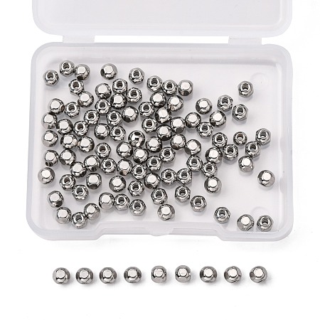 Unicraftale 100Pcs 304 Stainless Steel Beads, Faceted, Round, Stainless Steel Color, 4mm, Hole: 1.4mm