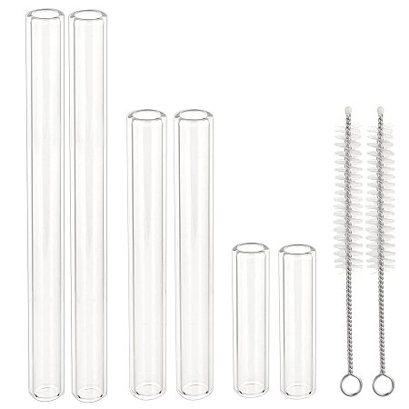OLYCRAFT 12 Pcs Laboratory Glass Borosilicate Blowing Tubes Clear Glass Tube Thick Wall Borosilicate Glass Tube with 2 Pcs Nylon Tube Pipe Brushes for Glass Blowing Lab Supplies Set