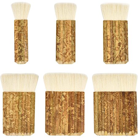 PandaHall Elite 6 Size Hake Blender Brush, Bamboo Handle Brushes Wide Wool Brushes Watercolor Brushes for Kiln Wash, Dust Cleaning, Ceramic Glazing, Pottery Painting