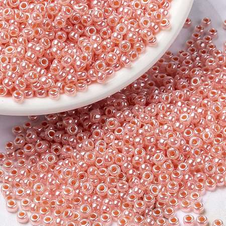 Honeyhandy MIYUKI Round Rocailles Beads, Japanese Seed Beads, (RR539) Salmon Ceylon, 8/0, 3mm, Hole: 1mm, about 422~455pcs/10g