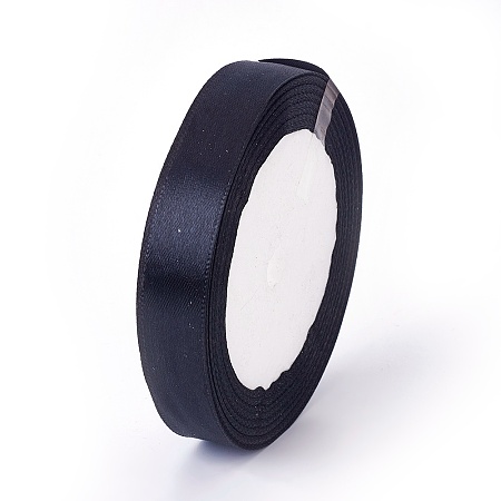 Honeyhandy Garment Accessories 5/8 inch(16mm) Satin Ribbon, Black, 25yards/roll(22.86m/roll)
