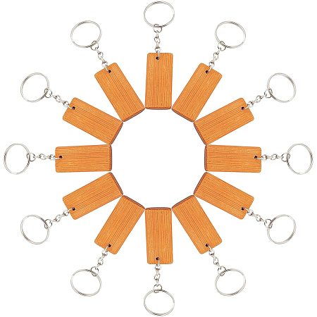 Gorgecraft DIY Keychain Making Kits, with Bamboo Pendants, Iron Split Key Rings & Jump Rings, Platinum, Pendants: 44.5x19.5x3.5mm, Hole: 2.5mm