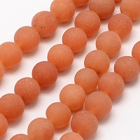 ARRICRAFT Natural Red Aventurine Beads Strands, Frosted, Round, 6mm, Hole: 0.8mm, about 60pcs/strand, 14.1 inches