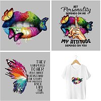 CREATCABIN 3pcs Iron On Stickers Set Heat Transfer Patches for Clothing Design Washable Heat Transfer Stickers Decals Colorful Lips Butterfly for Clothes T-Shirt Jackets Hats Jeans Bags Diy Decoration