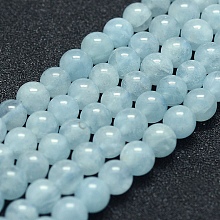 ARRICRAFT Natural Aquamarine Beads Strands, Grade A+, Round, 5mm, Hole: 1mm, about 75pcs/strand, 15.5 inches(39.5cm)