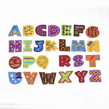 Honeyhandy Computerized Embroidery Cloth Iron On/Sew On Patches, Costume Accessories, Appliques, Alphabet, Mixed Color, Letter A~Z, 37~40x35~53x1.5mm, 260pcs/bag