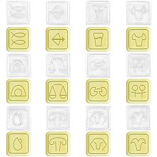 Pandahall Elite Handmade Soap Stamp 12 Pack Mini Clear Acrylic Square Soap Making Chapter Custom Stamps with Twelve Constellations, 2.3x2.3cm