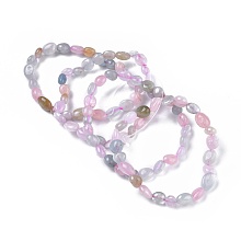 Honeyhandy Natural Morganite Bead Stretch Bracelets, Tumbled Stone, Nuggets, Inner Diameter: 2~2-1/4 inch(5.2~5.6cm)