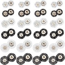 NBEADS 24 Sets 6 Styles Alloy Flower Snap Buttons, Black and White Vintage Metal Sew On Press Snap Button Fasteners Clothing Sewing Accessories Hollow Flower Sewing Press Studs Buttons