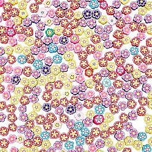 Pandahall Elite 3D Flower Slices, 300pcs 8~12mm Mixed Flower Clay Cabochons Art Slices Flower Charm Filler for Jewelry DIY Crafts Slime Nail Art Cellphone Decoration Hair Clip Accessories, No Hole