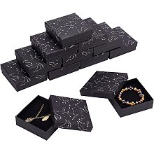 SUPERFINDINGS 12pcs Cardboard Jewelry Boxes 9.3x9.3cm Black Hot Stamping Jewelry Cardboard Boxes Constellation Pattern Gift Packaging Boxes for Rings Pendants Earrings Necklaces