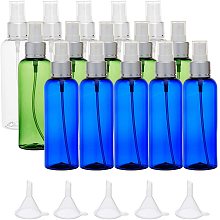 BENECREAT 3.4oz/100ml 15 Packs Small Spray Bottle Empty Fine Mist Spray Bottles (3 Mixed Color) Plastic Travel Atomiser Bottle Set Refillable Liquid Containers with 5pcs Funnels for Makeup Cosmetic Hair