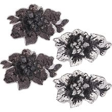 GORGECRAFT 4Pcs 2 Style 3D Flower Lace Embroidery Appliques Lace Sewing Fiber Ornaments Accessories Sequin Collar Corsage Neckline DIY Garment Accessories Sew On Patches for Repairing and Decorating