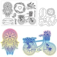 GLOBLELAND Best Wishes Feather Dream Catcher Stamps and Die Sets for DIY Scrapbooking Album Decorative Wedding Invitation Card Making